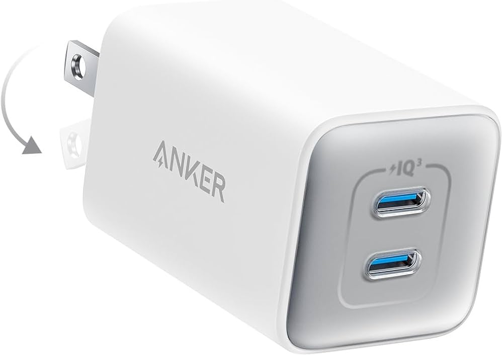 Anker Nano Charger, 47W Usb C Charger, 2 Port Compact Foldable Gan Charger for Iphone 16/15 And More Series, Galaxy, Pixel, Compatible With Magsafe